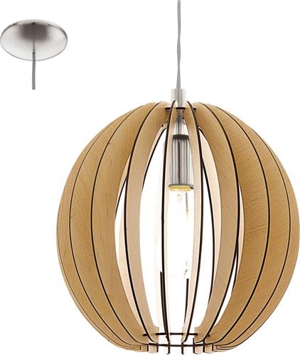 EGLO Cossano - Hanglamp - 1 Lichts - Ø300mm. - Nikkel-Mat - Ahorn
