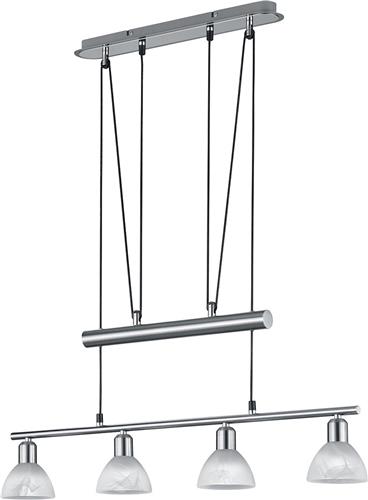 LED Hanglamp - Hangverlichting - Trion Levino - E14 Fitting - Warm Wit 3000K - 4-lichts - Rechthoek - Mat Nikkel - Aluminium