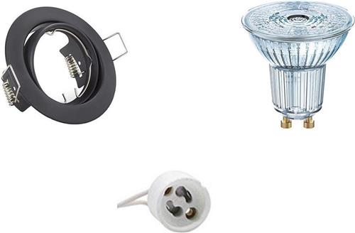 LED Spot Set - OSRAM Parathom PAR16 940 36D - GU10 Fitting - Dimbaar - Inbouw Rond - Mat Zwart - 5.5W - Natuurlijk Wit 4000K - Kantelbaar Ø83mm