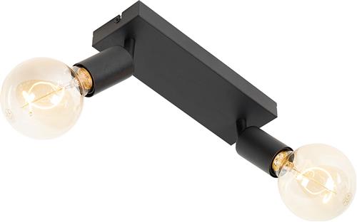 QAZQA facil - Moderne Wand en Plafondspot | Spotje | Opbouwspot - 2 lichts - L 35 cm - Zwart - Woonkamer | Slaapkamer | Keuken