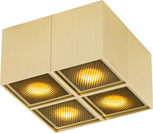 QAZQA qubo - Design Plafondspot | Spotje | Opbouwspot - 4 lichts - L 16.5 cm - Goud - Woonkamer | Slaapkamer | Keuken