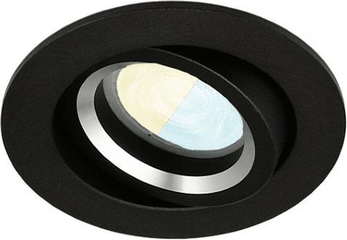 Inbouwspot Luuk met Philips HUE White Ambiance - inbouwspot - Zwart - rond - Voor binnen / woonkamer / keuken / slaapkamer - IP20 - GU10 - Buitendiameter: 81MM - boorgat: 70-75MM - min. Inbouwdiepte: 70MM