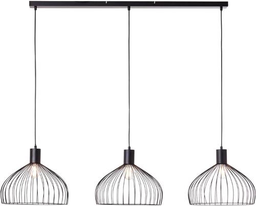 BRILLIANT lamp, Blacky hanglamp 3-vlams zwart mat, 3x A60, E27, 40W, kabel inkortbaar / in hoogte verstelbaar