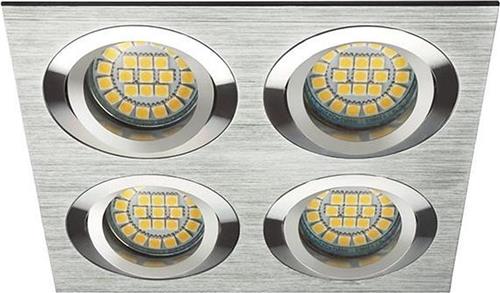 Inbouw 4x LED spot MR16 Aluminium Vierkant Armatuur - geborsteld zilver/zilver - Kanlux