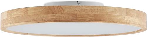 Lindby - plafondlamp hout- met dimmer - CCT - 1licht - Eikenhout, acryl - H: 10 cm - Licht hout, wit - Inclusief lichtbron
