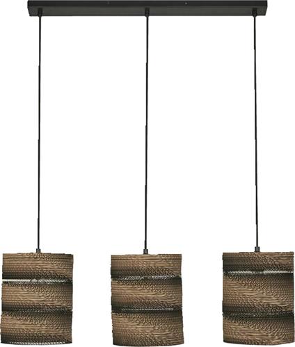 LEDVANCE hanglamp 3-lamps Decor Karton Cilinder bruin van golfkarton, E27, 830 mm lengte, lampenkap van gerecycled materiaal, duurzaam dankzij vervangbare lichtbron, eenvoudig te installeren