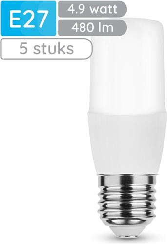 Modee E27 LED Lamp 4.9W - 480lm - 6000K - Daglicht Wit - LED Stick Lamp T35 - Vervangt 45W Halogeen Gloeilamp - 5 stuks