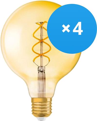 Voordeelpak 4x Osram Vintage 1906 LED E27 Globe 5W 820 Goud | Vervangt 25W
