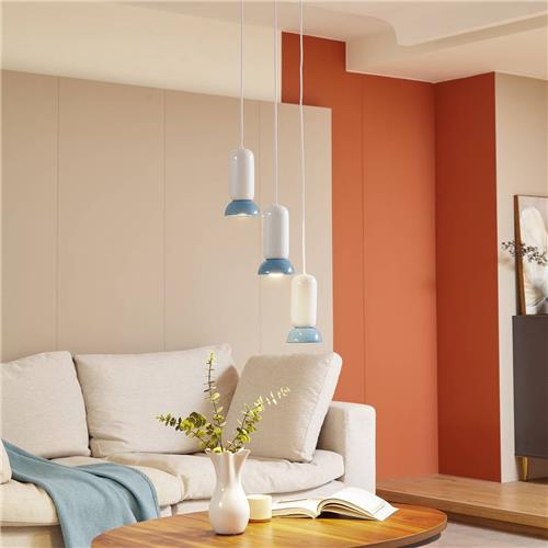 Lindby - hanglamp - 3lichts - Keramiek - GU10 - wit, blauw