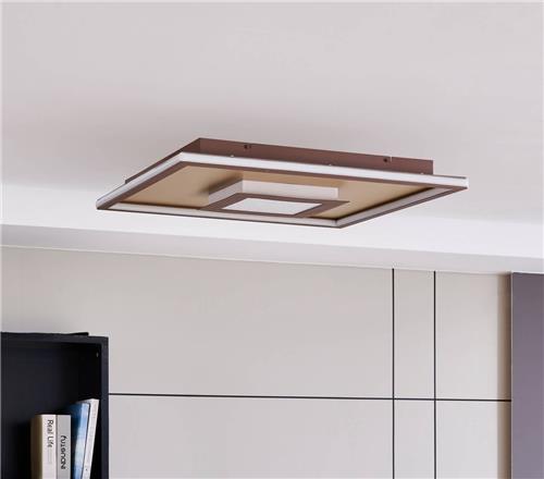 Lindby - LED plafondlamp- met dimmer - 1licht - ijzer, aluminium, kunststof - H: 7.2 cm - roest, goud, mat, wit - Inclusief lichtbron