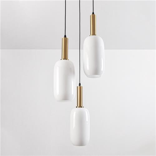 Hanglamp Dayley met melkwit glas, 3-lichts