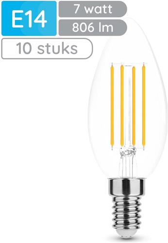 Modee E14 LED Lamp 7W - 806lm - 4000K - Neutraal Wit - LED Filament Kaarslamp B35 - Vervangt 60W Halogeen Gloeilamp - 10 stuks