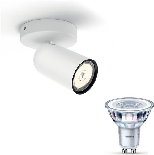Philips Pongee Opbouwspot (Wit) - Warmwit Licht - Wandspot of Plafondspot met 1 Lichtpunt - GU10 - Niet Dimbaar
