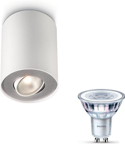Philips Pillar Opbouwspot (Wit) - Warmwit Licht - Plafondspot met 1 Lichtpunt - GU10 - Niet Dimbaar