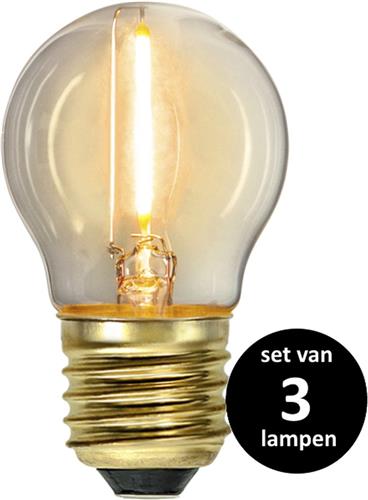 Soft Glow Kogellamp - E27 - 0,8W -Super Warm Wit (< 2200K) -Niet dimbaar   - set van 3