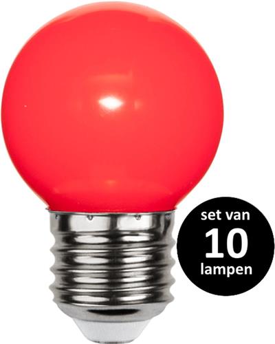 Rode lamp voor prikkabel - 1Watt- E27 - set van 10