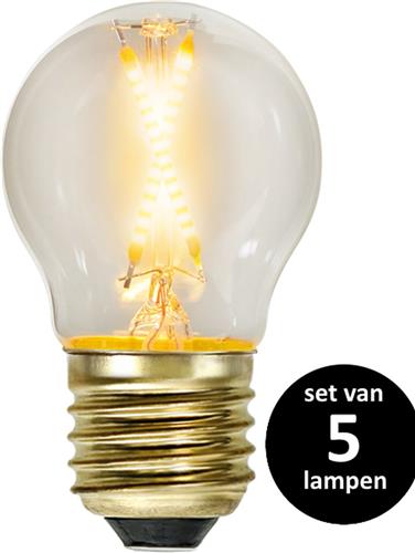 Soft Glow Kogellamp - E27 - 0,5W  -Super Warm Wit (< 2200K) -Niet dimbaar  - set van 5