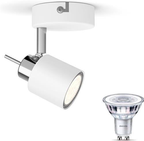 Philips Meranti Opbouwspot met GU10-fitting & Philips LED Spot GU10 50W - LED - Spotjes Opbouw - 1 Lichtpunt - Wit