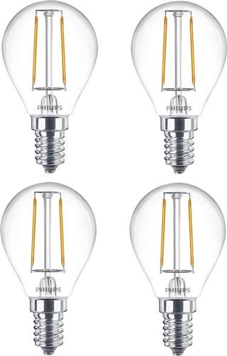 4 stuks Philips led kogellamp E14 2W 250lm 2700K Helder Niet dimbaar P45