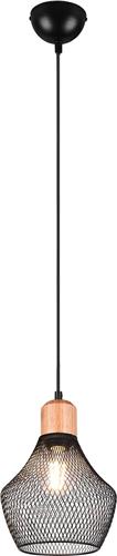 LED Hanglamp - Hangverlichting - Trion Jenna - E27 Fitting - 1-lichts - Rond - Mat Zwart - Aluminium