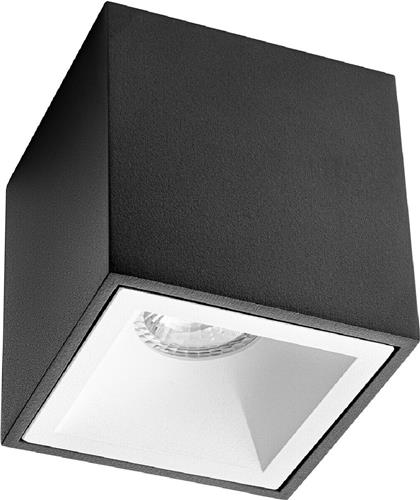 Opbouwspot GU10 - Proma Cliron Pro - Opbouw Vierkant - Mat Zwart/Wit - Aluminium - Verdiept - 90mm
