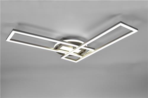 LED Plafondlamp - Plafondverlichting - Torna Tiger - 30W - Aanpasbare Kleur - Afstandsbediening - Dimbaar - Rechthoek - Mat Nikkel - Aluminium