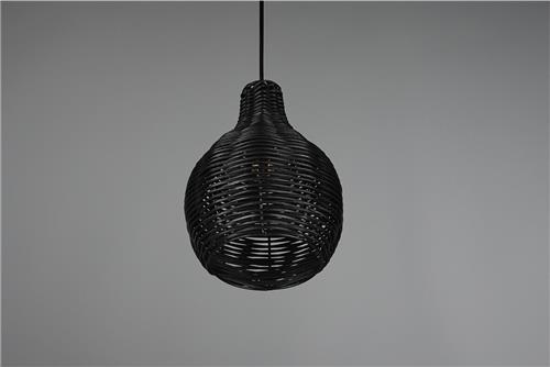 LED Hanglamp - Hangverlichting - Torna Sparko - E14 Fitting - 1-lichts - Rond - Zwart - Hout
