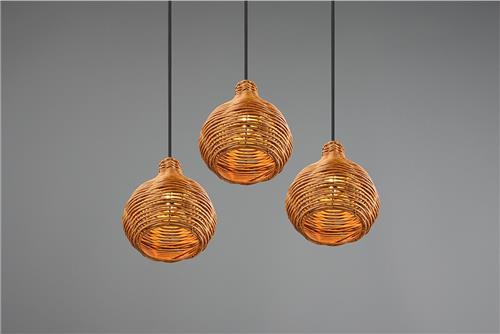 LED Hanglamp - Hangverlichting - Torna Sparko - E14 Fitting - 3-lichts - Rond - Bruin - Hout