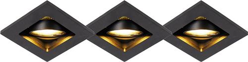 QAZQA qure - Moderne Inbouwspot - 3 stuks - L 10 cm - Zwart - Woonkamer | Slaapkamer | Keuken