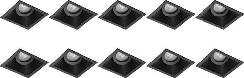 Spot Armatuur 10 Pack - Pragmi Zano Pro - GU10 Inbouwspot - Vierkant - Zwart - Aluminium - Kantelbaar - 93mm