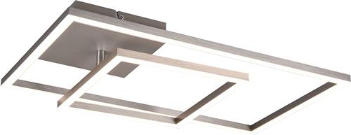 LED Plafondlamp - Plafondverlichting - Trion Paderno - 25W - Natuurlijk Wit 4000K - Dimbaar - Rechthoek - Mat Nikkel - Aluminium