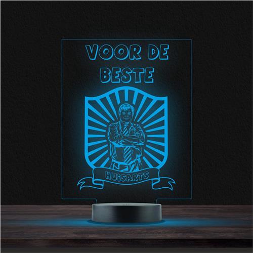 Led Lamp Met Gravering - RGB 7 Kleuren - Voor De Beste Huisarts