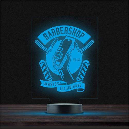 Led Lamp Met Gravering - RGB 7 Kleuren - Barbershop