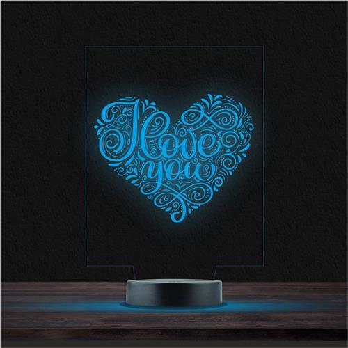 Led Lamp Met Gravering - RGB 7 Kleuren - I Love You