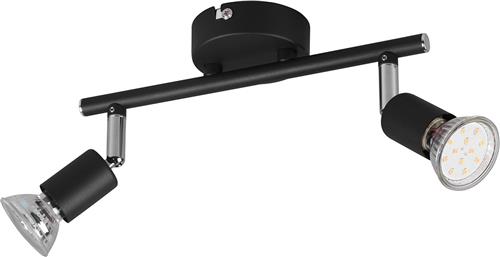 LED Plafondspot - Torna Pamo - GU10 Fitting - 2-lichts - Rond - Mat Zwart - Aluminium