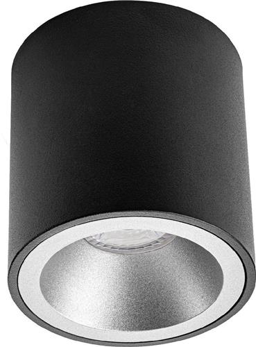Opbouwspot GU10 - Pragmi Cliron Pro - Opbouw Rond - Mat Zwart/Zilver - Aluminium - Verdiept - Ø90mm
