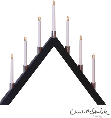 Star Trading LED lichtboog 'Tall', 7-vlam, driehoekig, hout, zwart, 63cm hoog