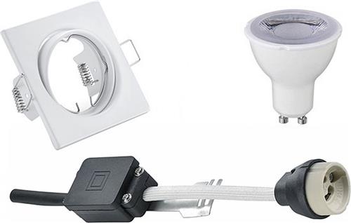 LED Spot Set - Trion - GU10 Fitting - Dimbaar - Inbouw Vierkant - Mat Wit - 6W - Warm Wit 3000K - Kantelbaar 80mm