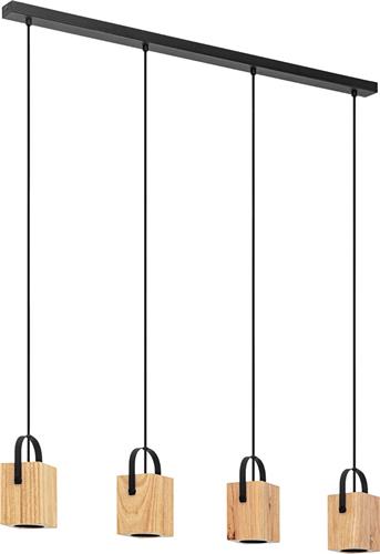 EGLO Ayles Hanglamp - GU10 - 93 cm - Zwart/Bruin - Hout