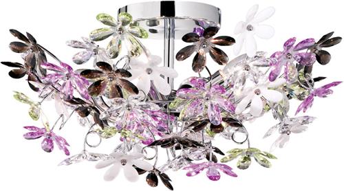 LED Plafondlamp - Plafondverlichting - Torna Flowy - E14 Fitting - 4-lichts - Rond - Glans Chroom Aluminium