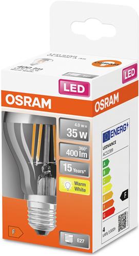 OSRAM 4058075435322 LED-lamp Energielabel F (A - G) E27 Peer 4 W = 35 W Warmwit (Ø x l) 60 mm x 105 mm 1 stuk(s)