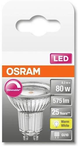 OSRAM 4058075433687 LED-lamp Energielabel G (A - G) GU10 Reflector 7.9 W = 51 W Warmwit (Ø x l) 50 mm x 52 mm 1 stuk(s)