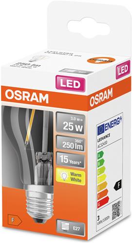 OSRAM 4058075434165 LED-lamp Energielabel F (A - G) E27 Peer 2.5 W = 25 W Warmwit (Ø x l) 60 mm x 105 mm 1 stuk(s)