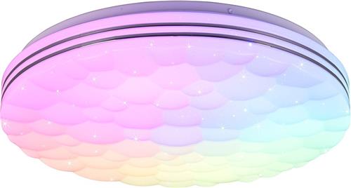 LED Plafondlamp - Plafondverlichting - Torna Taco - 22W - Aanpasbare Kleur - RGB - Afstandsbediening - Dimbaar - Sterlicht - Rond - Mat Wit - Kunststof
