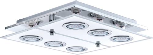 EGLO Cabo - Plafondlamp - Vierkant - 6 Lichts - Chroom - Wit, Helder