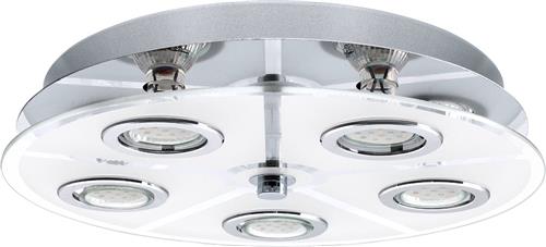 EGLO Cabo - Plafondlamp - Rond - 5 Lichts - Ø350mm. - Chroom - Wit, Helder