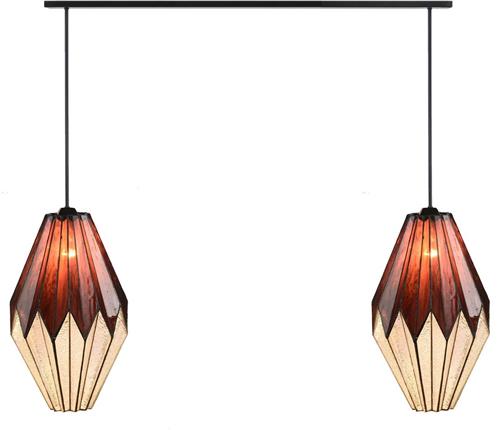 Art Deco Trade - 2 x Tiffany Origami met Pendant aan plafondbalk