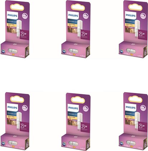 Philips Voordeelverpakking - G9 - LED Capsulelamp - 25W - Dimbaar - Warmwit Licht - Set van 6 Stuks