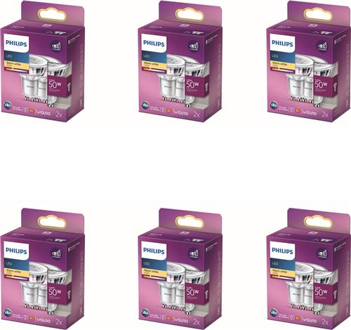 Philips Voordeelverpakking - GU10 - LED Spotlamp - 50W - Niet Dimbaar - Warmwit Licht - Set van 12 Stuks