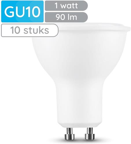 Modee GU10 LED Lamp 1W - 90lm - 2700K - Warm Wit - LED Spot - Vervangt 10W Halogeen Gloeilamp - 10 stuks